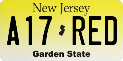 NJ license plate A17RED