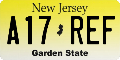 NJ license plate A17REF