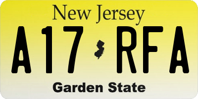 NJ license plate A17RFA