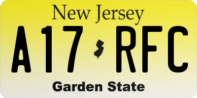 NJ license plate A17RFC