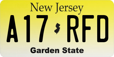 NJ license plate A17RFD