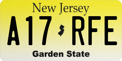 NJ license plate A17RFE