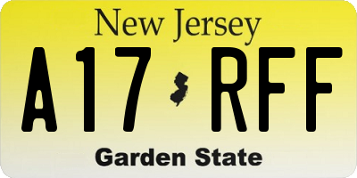 NJ license plate A17RFF