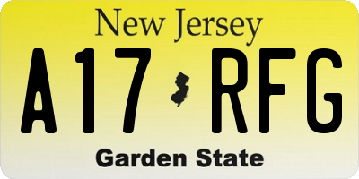 NJ license plate A17RFG