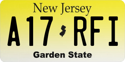 NJ license plate A17RFI