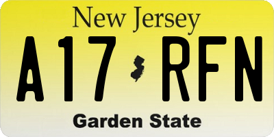 NJ license plate A17RFN