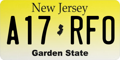 NJ license plate A17RFO