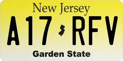 NJ license plate A17RFV