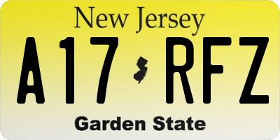 NJ license plate A17RFZ