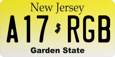 NJ license plate A17RGB