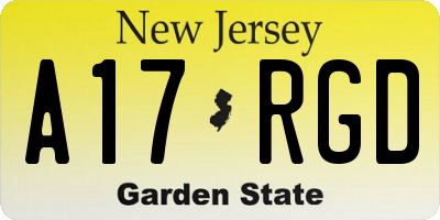 NJ license plate A17RGD