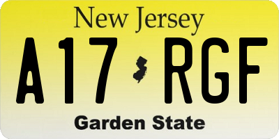 NJ license plate A17RGF