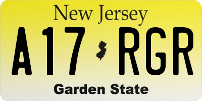 NJ license plate A17RGR