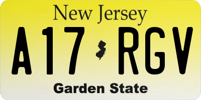 NJ license plate A17RGV