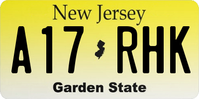 NJ license plate A17RHK