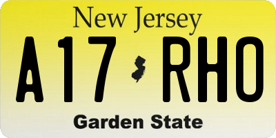 NJ license plate A17RHO
