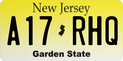 NJ license plate A17RHQ