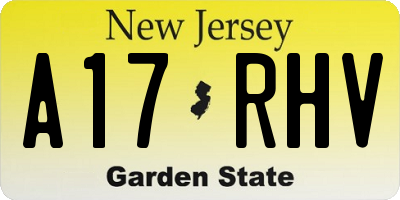 NJ license plate A17RHV