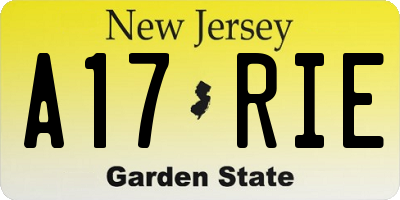 NJ license plate A17RIE