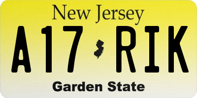 NJ license plate A17RIK