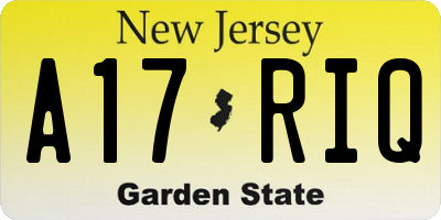 NJ license plate A17RIQ