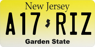 NJ license plate A17RIZ