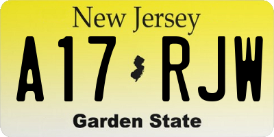 NJ license plate A17RJW