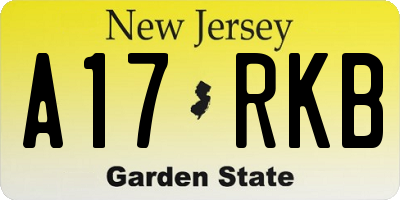 NJ license plate A17RKB