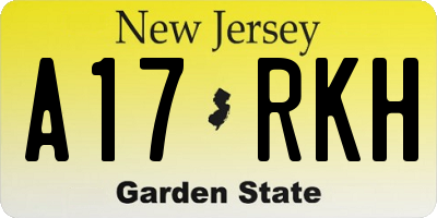 NJ license plate A17RKH