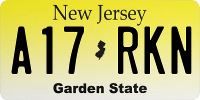 NJ license plate A17RKN