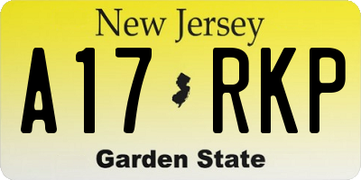NJ license plate A17RKP