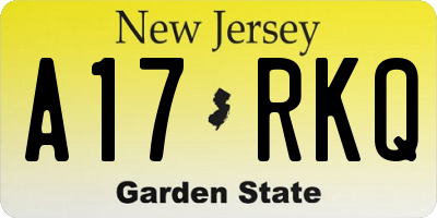 NJ license plate A17RKQ