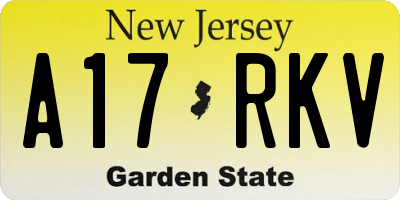 NJ license plate A17RKV