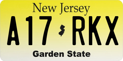 NJ license plate A17RKX