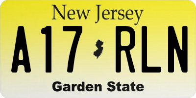 NJ license plate A17RLN
