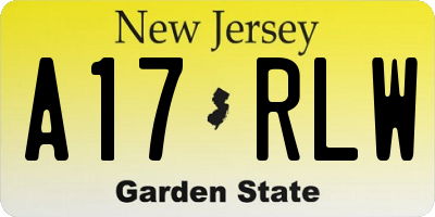 NJ license plate A17RLW