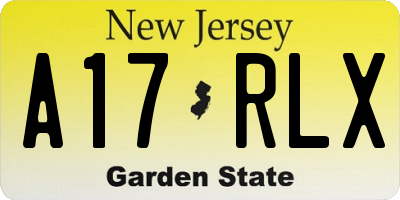 NJ license plate A17RLX