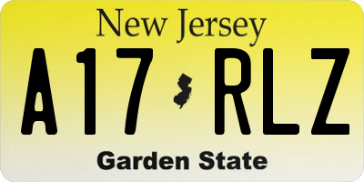 NJ license plate A17RLZ
