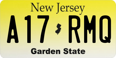 NJ license plate A17RMQ
