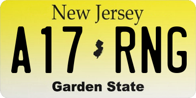 NJ license plate A17RNG