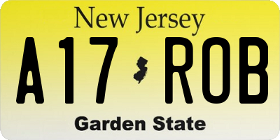 NJ license plate A17ROB