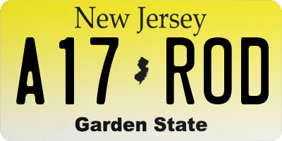 NJ license plate A17ROD