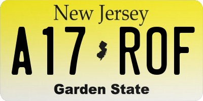NJ license plate A17ROF