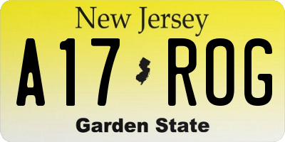 NJ license plate A17ROG