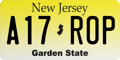 NJ license plate A17ROP