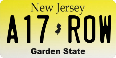 NJ license plate A17ROW