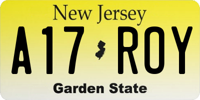 NJ license plate A17ROY