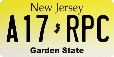 NJ license plate A17RPC