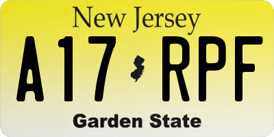 NJ license plate A17RPF