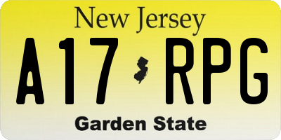 NJ license plate A17RPG